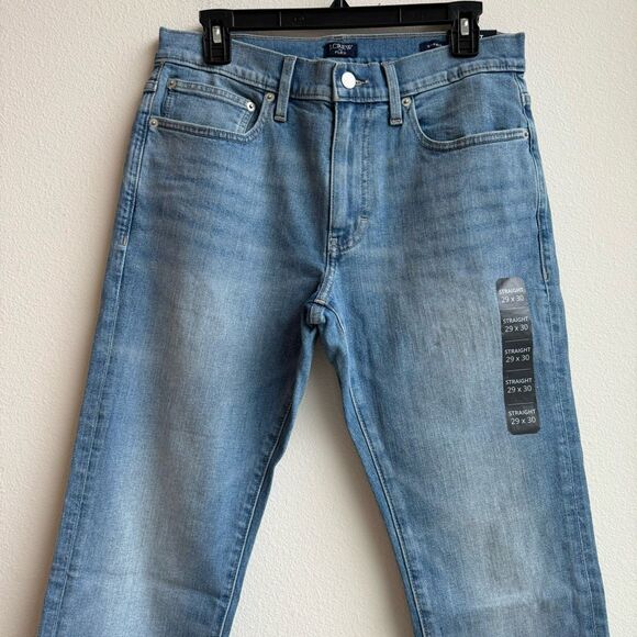 NWT J. Crew Flex Straight Fit Blue Solid Wash Medium Light Jeans Size 29 x 30 - Picture 2 of 8